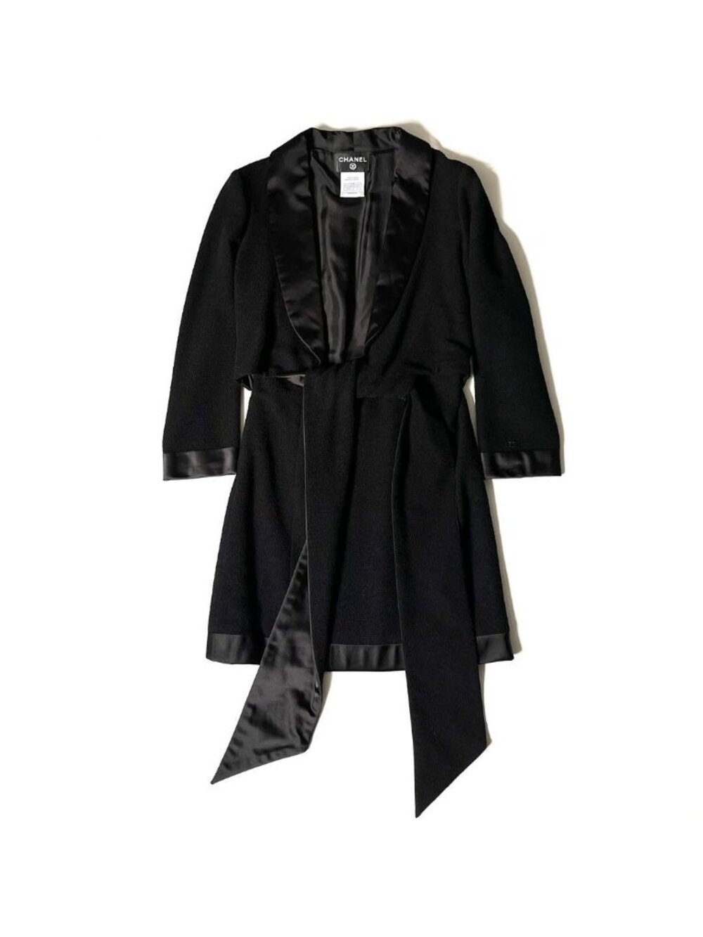 Chanel Black Wool Silk Dress CC Logo Rare